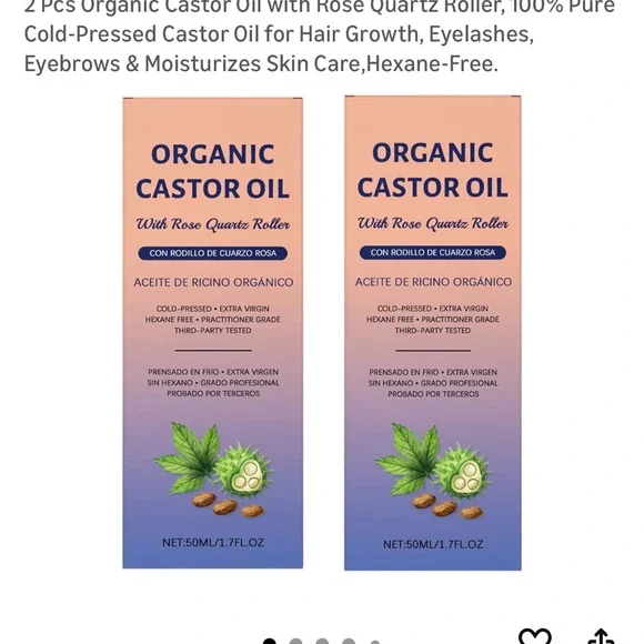 Organic Castor Oil with Rose Quartz Roller - 2 Pack - Picture 1 of 2